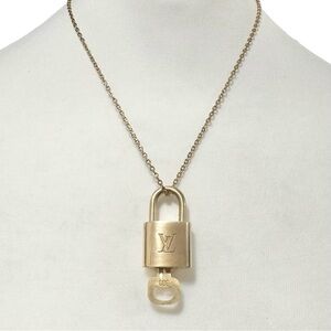 Authentic Louis Vuitton #325 Lock & Key Set on a 18K Gold Plated Chain Necklace